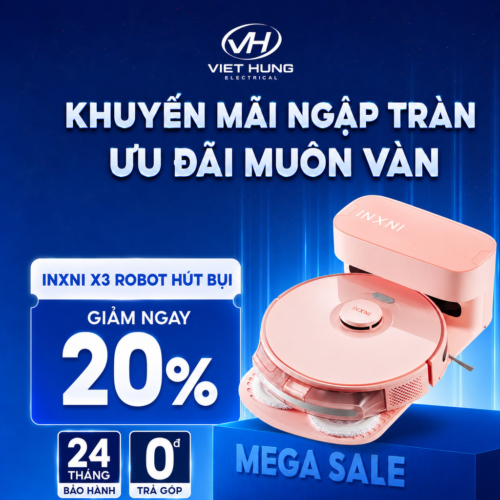 INXNI X3 Robot hút bụi lau xoay, Phiên bản Quốc tế, Phần mềm Tiếng việt model 2023