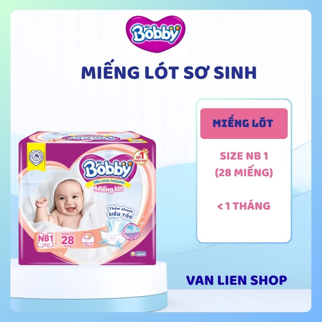 Miếng lót Bobby Newborn dành cho bé sơ sinh Size NB1 -28/64/108 miếng - êm mềm, siêu khô thoáng - Vạ