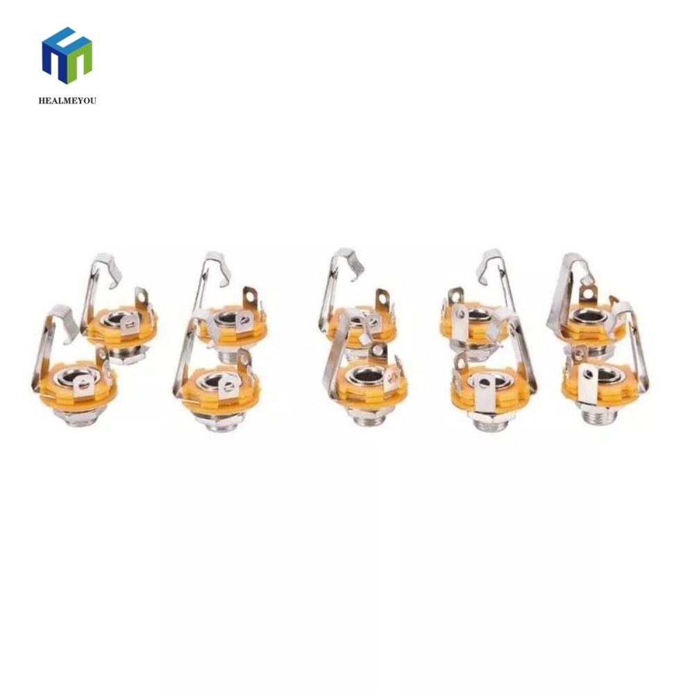 Healmeyou 10 Chiếc Đàn Guitar Mono Jack Ổ Cắm, Kim Loại Chrome Nut Đàn Guitar Điện Jack Đầu Vào, Máy