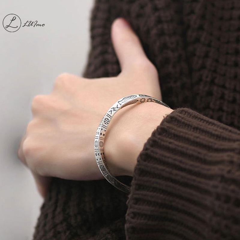 LUImo Vintage Lắc Tay Nam Nữ Mobius Xoắn Vòng Tay Unisex Casual Pulseira Gents Trang Sức Mobius Vòng