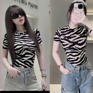  Áo Thun Nữ Sọc Ngựa Vằn Họa Tiết Zebra Bodyfit  Cá Tính Ôm Body Phong Cách Năng Động kèm hình sàn alohashop91 
