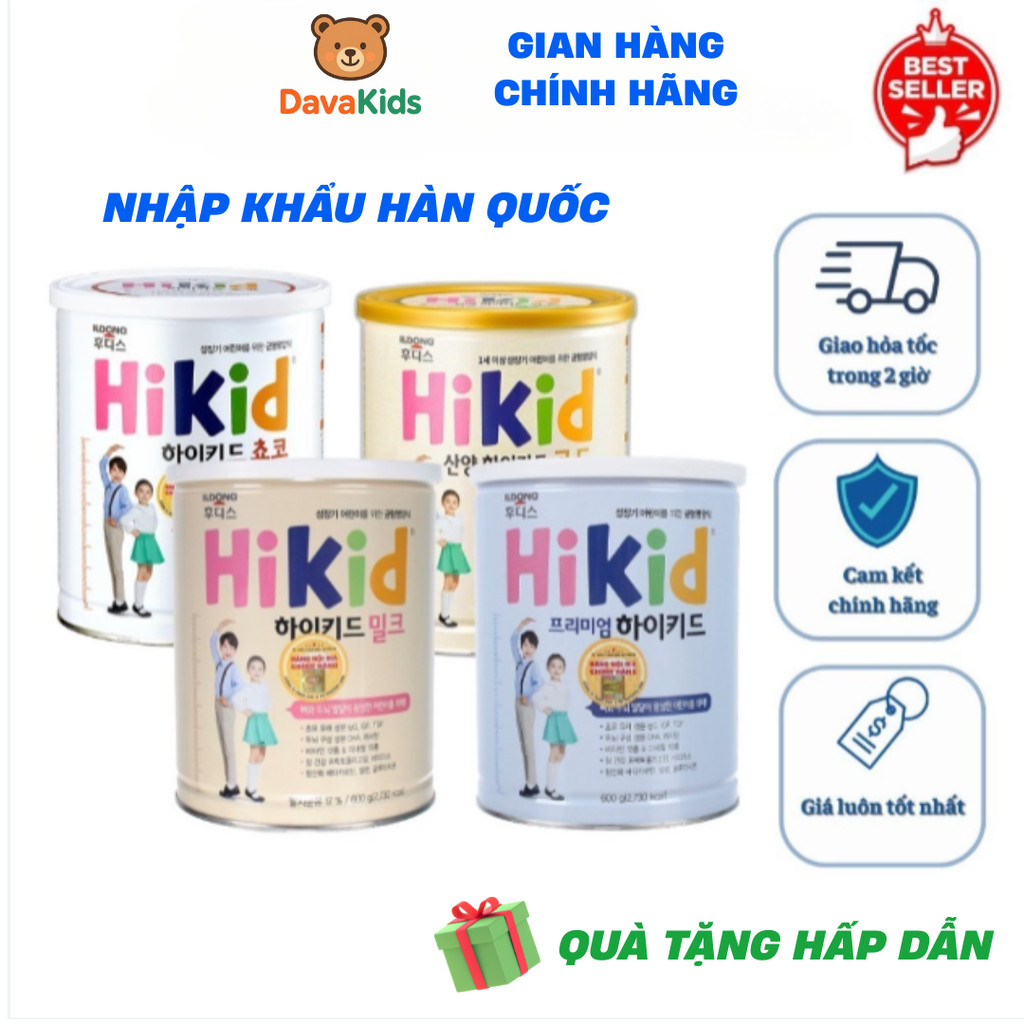 Sữa HIKID Tăng Chiều Cao Hàn Quốc | Hikid Dê, Hikid Bò Vani, Premium Tách Béo, Socola | Dành Cho Bé 