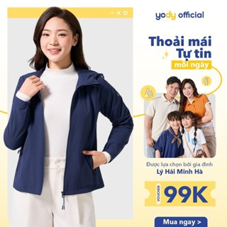 Áo khoác gió nữ 2 lớp YODY áo gió trượt nước siêu co giãn 4 chiều thoải mái, vải mềm mại AKN7010