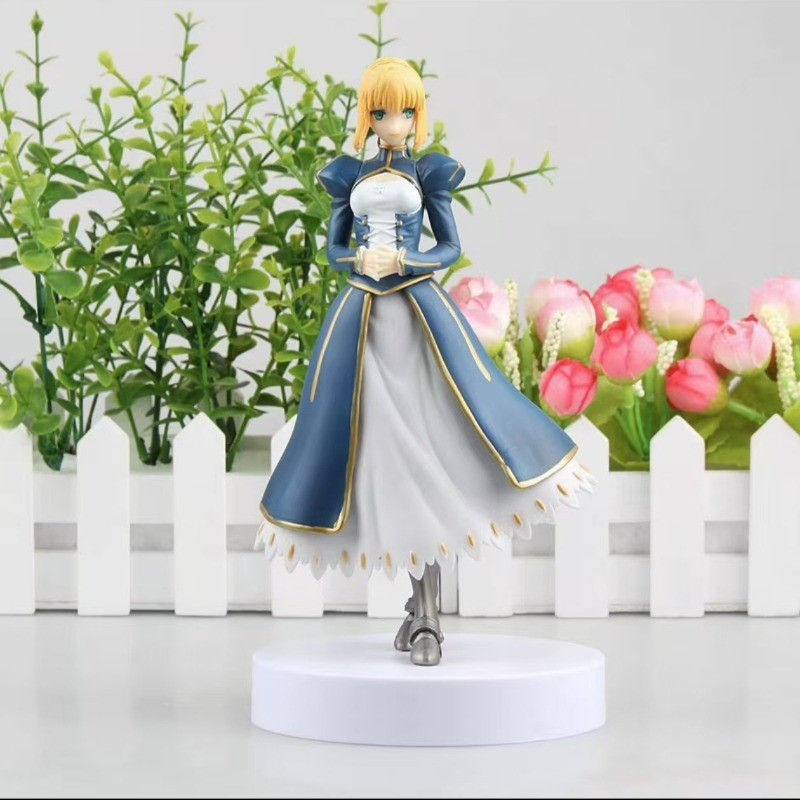 19 cm. Fatestay Night Sabre Altria Pendragon Blue Dress PVC hình trang phục