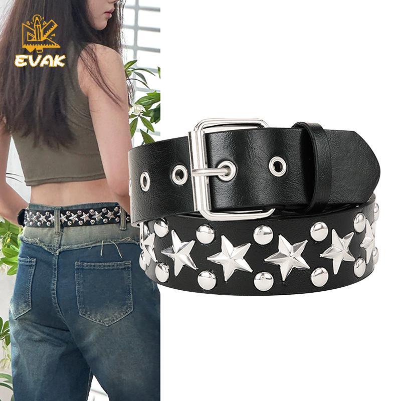 Alittlesetrtu Rivet Hollow Bullet Punk Belt - Thắt lưng da đính đá Gothic có thể điều chỉnh dành cho