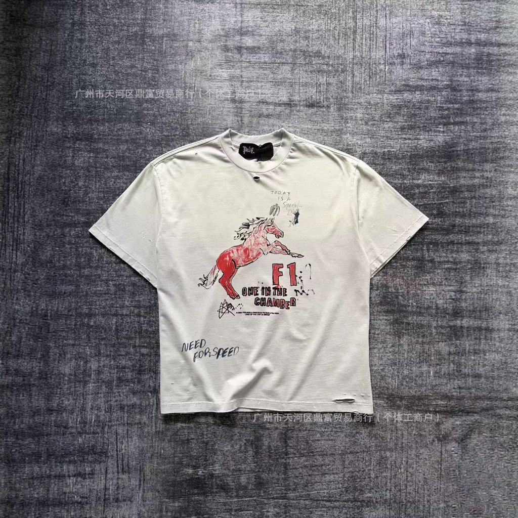 SBSR Paly Hollywood Hollywood Miami F1 Ferrari Logo < Áo thun đau khổ nước rửa 300g