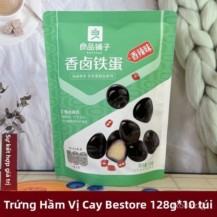 Trứng cút kho cay Bestore tháng 4 combo 10 gói 128g trứng cút lòng đào hút chân không đồ ăn vặt cao 