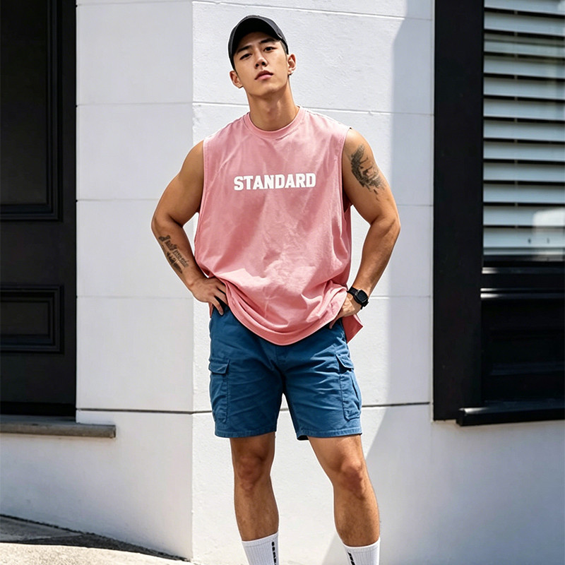 MCPW American Basic Vest Dạo Phố In Chữ Không Tay Áo Thun Thể Thao Thông Thường Nam240528C