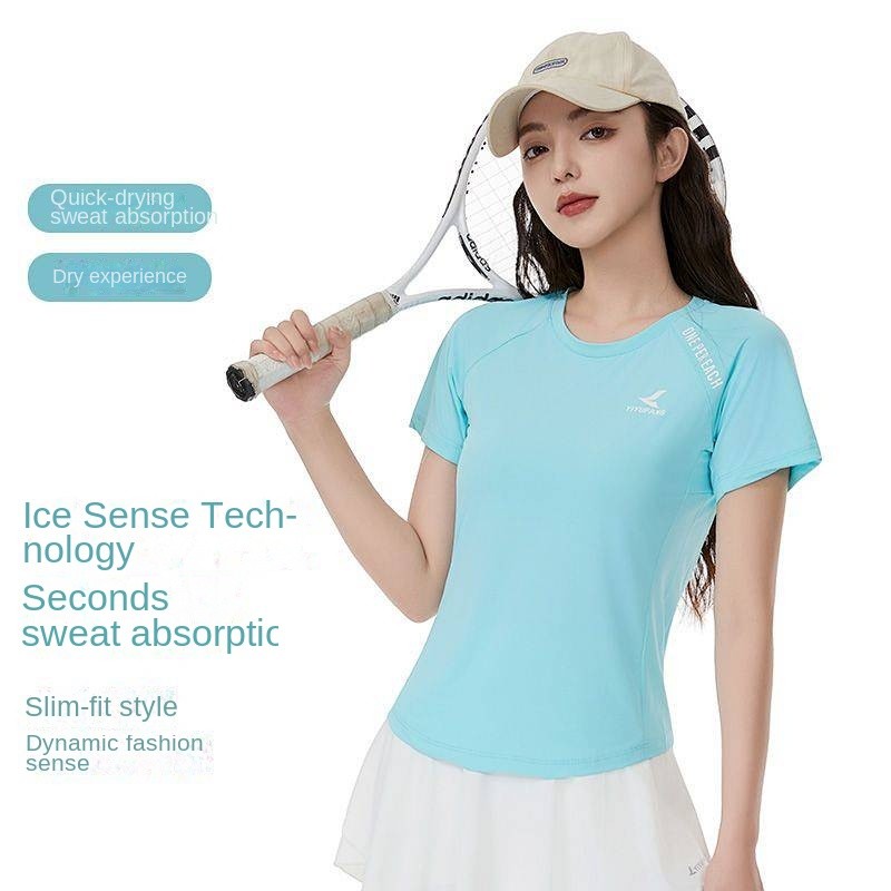 Keona Women's Summer Marathon Running New Yoga Short Sleeve Ice Silk Quick Drying Clothes Short Slee