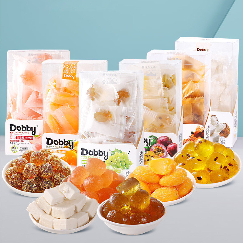 Hàng sẵn có Vận chuyển nhanh Kẹo trong nước Dobby Konjac White Peach Marshmallow 100g Đồ ăn nhẹ thôn