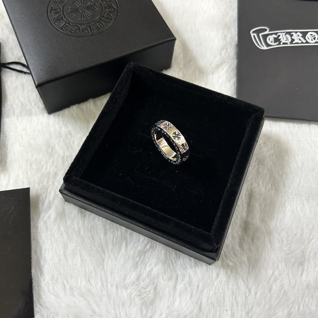 IYOP Chr*CH 925Silver ring, eternity ring, vintage distressed letter ring for men and women