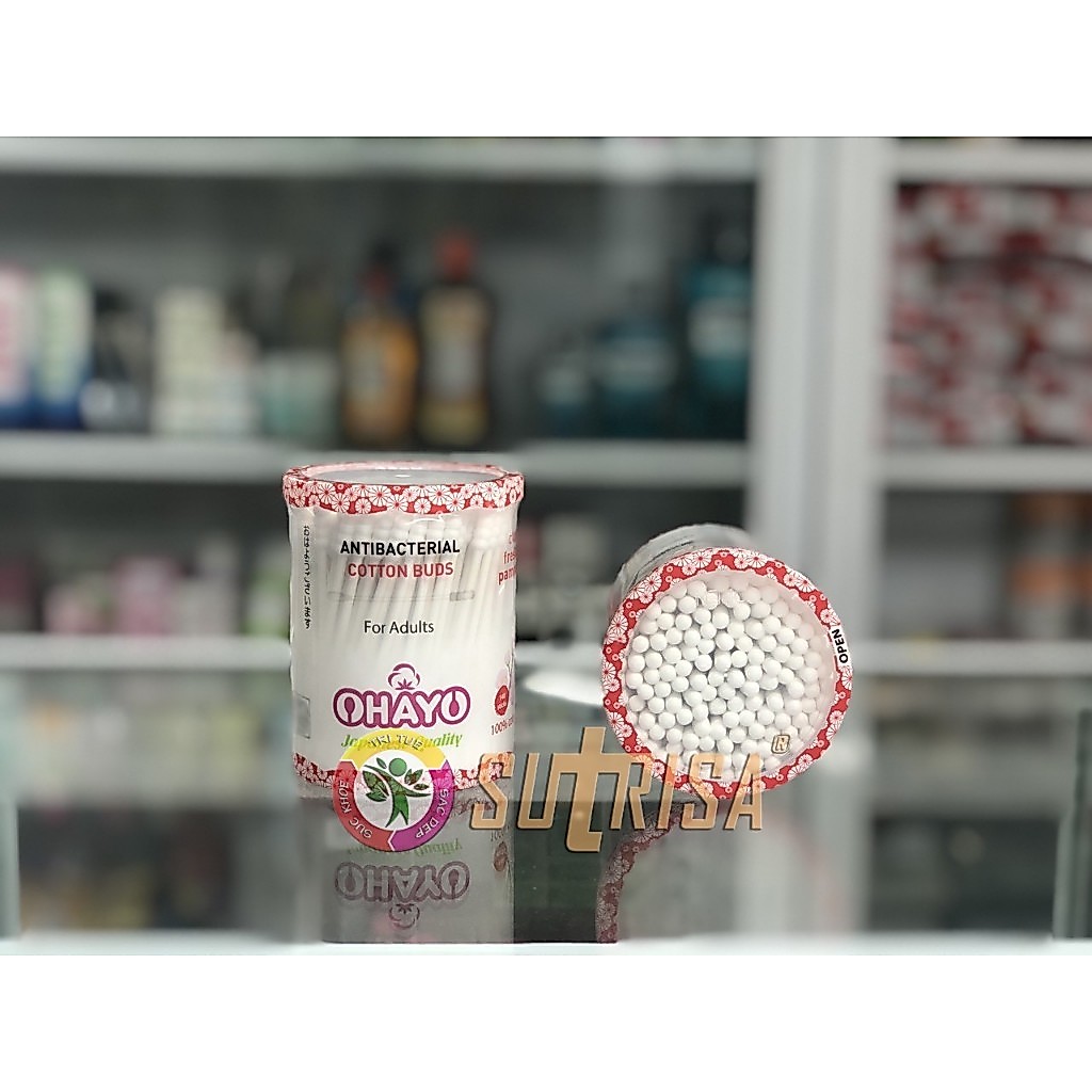 Tăm bông Ohayo JP01, bông vệ sinh tai Ohayo người lớn hủ tròn nắp xoay 140 que, 1 đầu xoắn 1 đầu trò