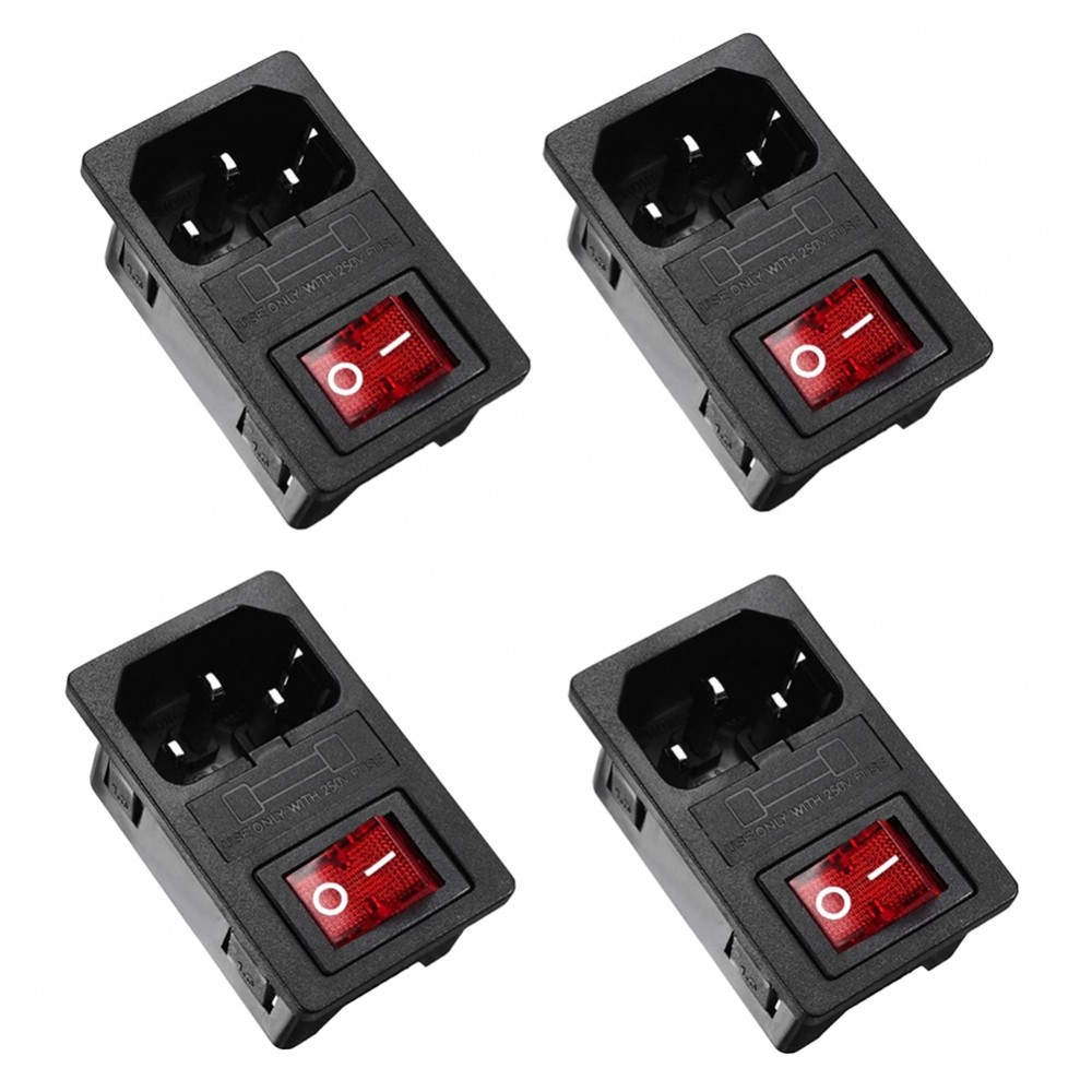 [DOLLDOLL-VN]Power Socket 10A 250V 3 Pin IEC320 C14 Fuse Switch Module Plug Plastic Socket