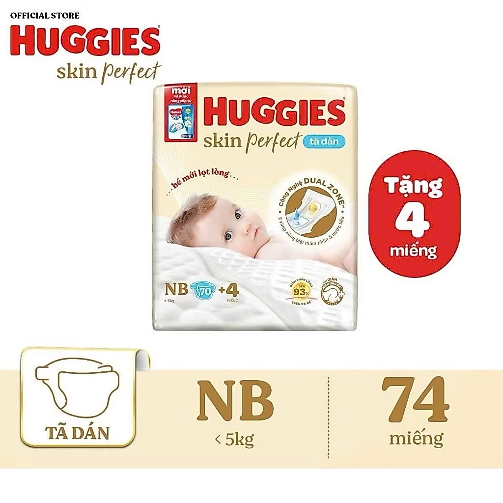 Bỉm dán HUGGIES Skinperfect size NB70+4