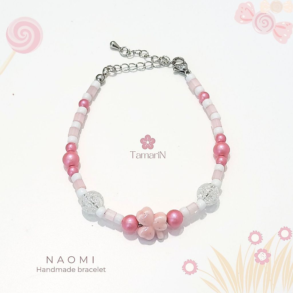 TamariN NAOMI - Vòng tay handmade ngọc trai cườm tone hồng trẻ trung dễ thương dành cho nữ