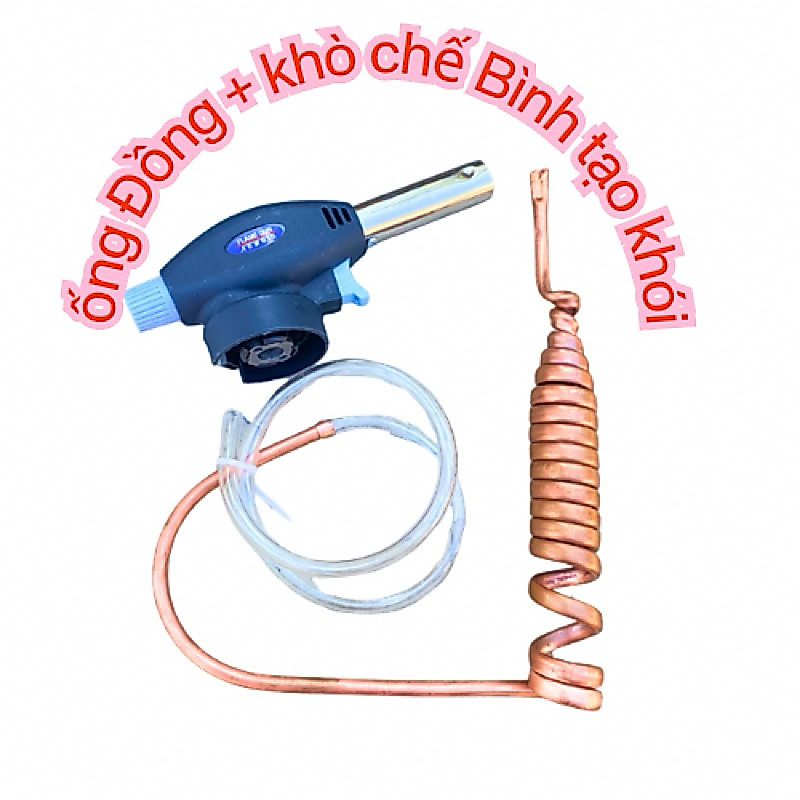 vòi phun khói ống đồng 6mm + khò g.a.s chế bình phun khói hun đuổi côn trùng tạo khói chụp ảnh tặng 