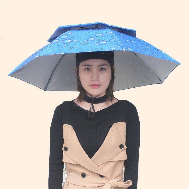 钓鱼帽头伞晴雨伞* 帽采茶叶帽伞务农头戴伞防晒环卫帽子伞Head mounted sunscreen umbrella cap, fishing, tea picking, sanitation, s