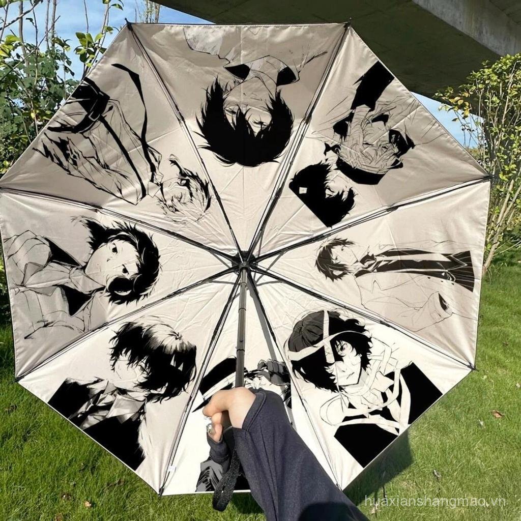Bungo Đi Lạc Chó Tự Động Gấp Ô Chống Tia UV Nắng Mưa Kép Sử Dụng Giới Hạn Anime Đau Ô Sinh Viên Anim