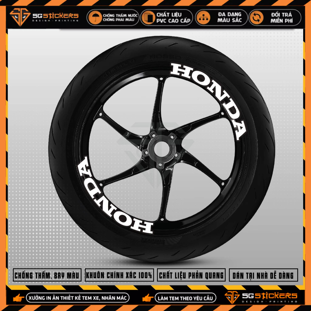 [TỔNG HỢP] Tem Dán Vành Xe Máy Honda Phản Quang Cực Chất | Decal Dán Mâm Xe Air Blade, Winner X, Wav