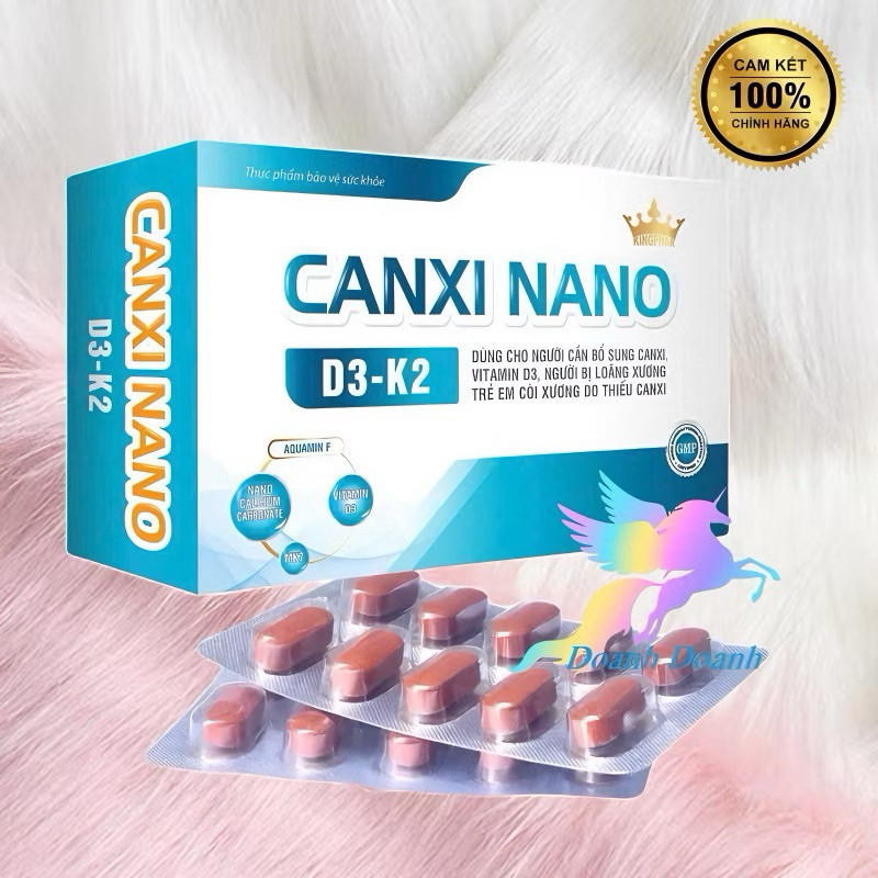 Canxi Nano – D3 – K2 kingphar 3 , hộp 30 viên ,hỗ trợ bổ sung canxi, vitamin D3 cho cơ thể