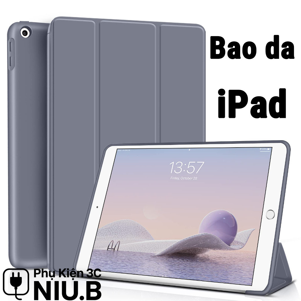 Bao da iPad silicon gấp ba thời trang chống rơi chống trầy phù hợp iPad Gen 10 9 8 Mini 7 Air 6 5 4 Pro 11 13 12.9 10.5