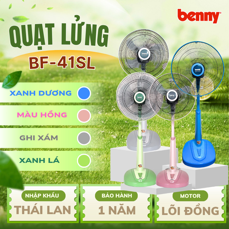 Quạt lửng Benny BF-41SL, Quạt điện Thái Lan cao cấp, siêu êm, siêu tiết kiệm điện - PP bởi ABMA VN