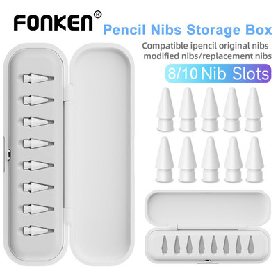 Fonken Đầu Bút Hộp Bảo Quản Cho Aple Bút Chì Stylus Nibs 8 / 10 Chiếc Khe Cắm Đầu Hộp Sắp Xếp iPencil Vỏ Bảo Vệ