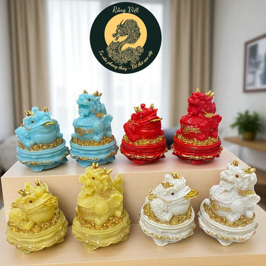 Cóc tỳ đá phong thủy RỒNG VIỆT 360 độ, đá đúc Đài Loan, linh vật lý tưởng cho bàn thờ thần tài.