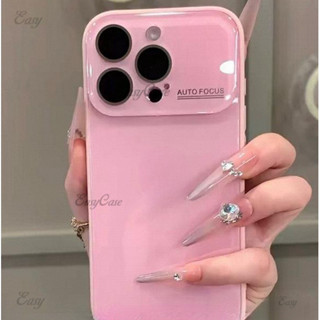  Ốp điện thoại kính đá cửa sổ lớn màu hồng cao cấp cho iPhone 17 16 15 14 13 12 Pro Max chống trượt và chống rơi mặt sau bảo vệ 