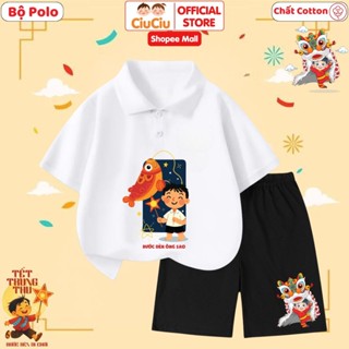 Set quần áo polo đón tết trung thu cho bé trai bé gái CIUCIU BABY chất cotton mềm co dãn thoáng mát