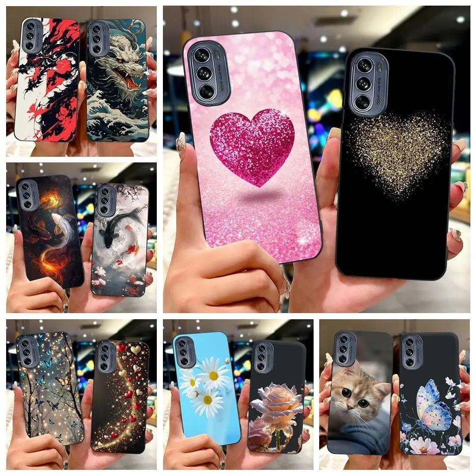 Dành Cho Motorola Moto G62 5G Ốp Lưng Sang Trọng Trái Tim Sơn Bao Silicon Mềm Ốp Lưng Điện Thoại Mot