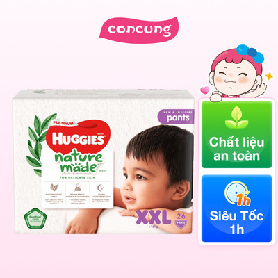 Combo 3 Tã quần siêu cao cấp Huggies Platinum Nature Made XXL 26 miếng - concung