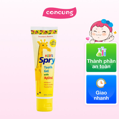 Gel đánh răng trẻ em với Xylitol - Spry (Hương Dâu - Chuối)