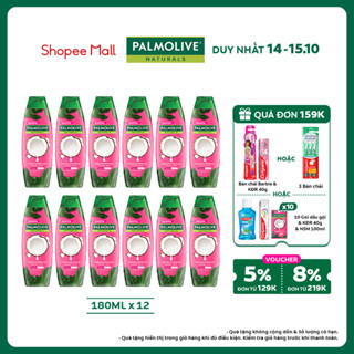 Bộ 12 Dầu gội Palmolive kèm xả 2-trong-1 chiết xuất Dưỡng Ẩm bổ sung từ sữa dừa 180ml/chai