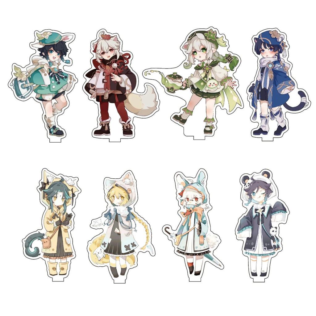 1 chiếc Trò chơi Anime Genshin Impact Venti Scaramouche Character Ô tôd Cosplay Trang trí bàn Mô hìn