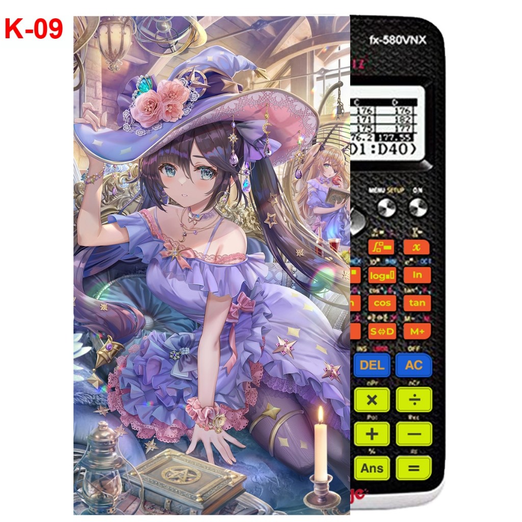 Hình dán/Sticker Máy tính CASIO fx570, fx580... in hình Anime nhân vật Keqing trong Genshin Impact