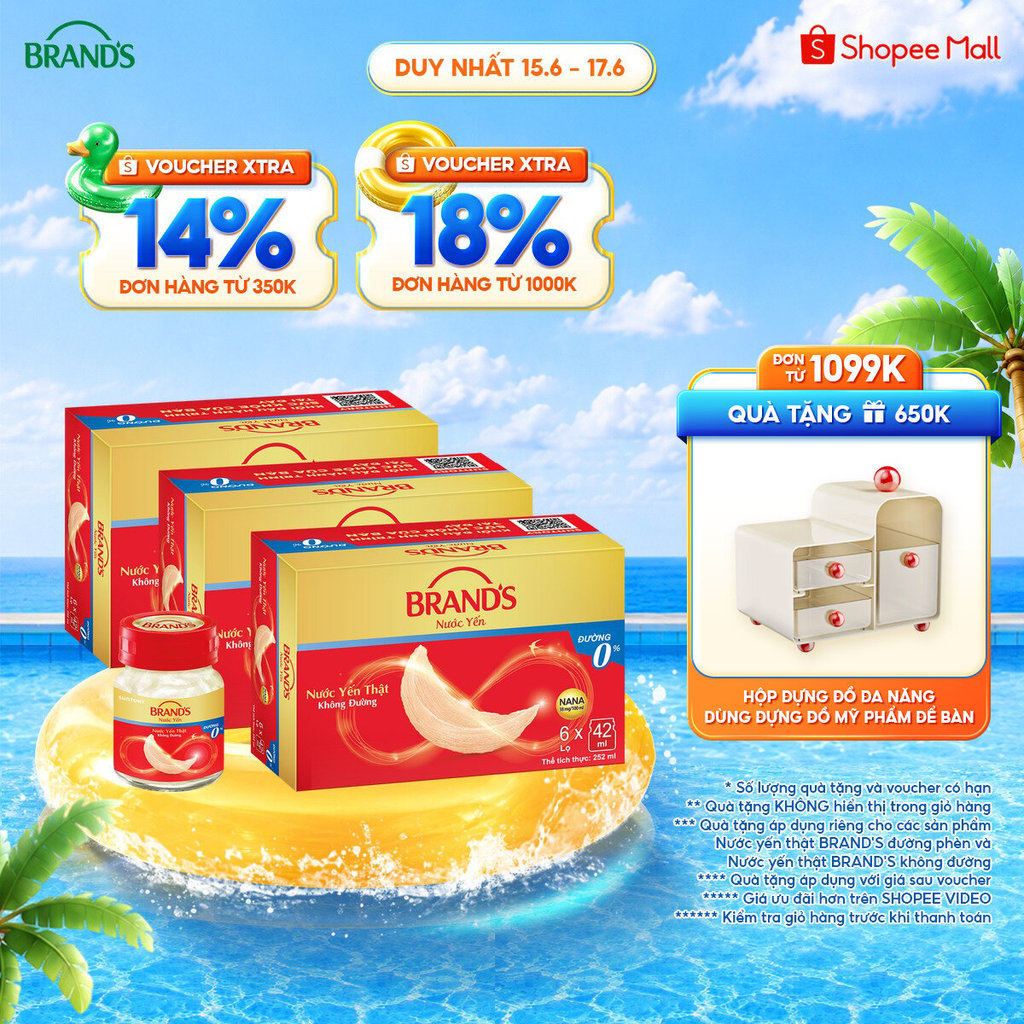 Combo 3 Nước yến thật BRAND'S Không Đường (42 ml x 6 lọ)