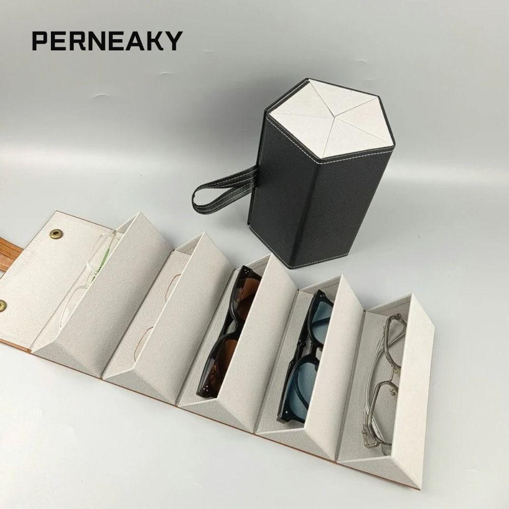 Dụng cụ sắp xếp kính PENEAKY, Da PU di động gấp, Kính mắt Giá đỡ kính mắt 2 / 6Grids Kính mắt