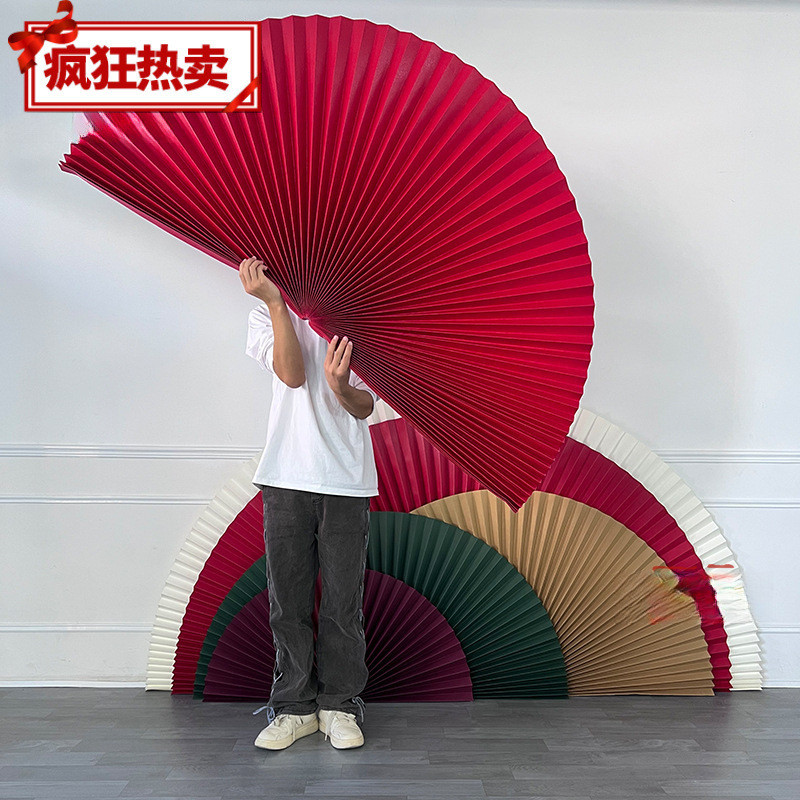Quạt Giấy Trang Trí Mới Phong Cách Trung Quốc Quạt Gấp Dày Cưới Đính Hôn Nền Bố Trí Đám Cưới Thủ Côn