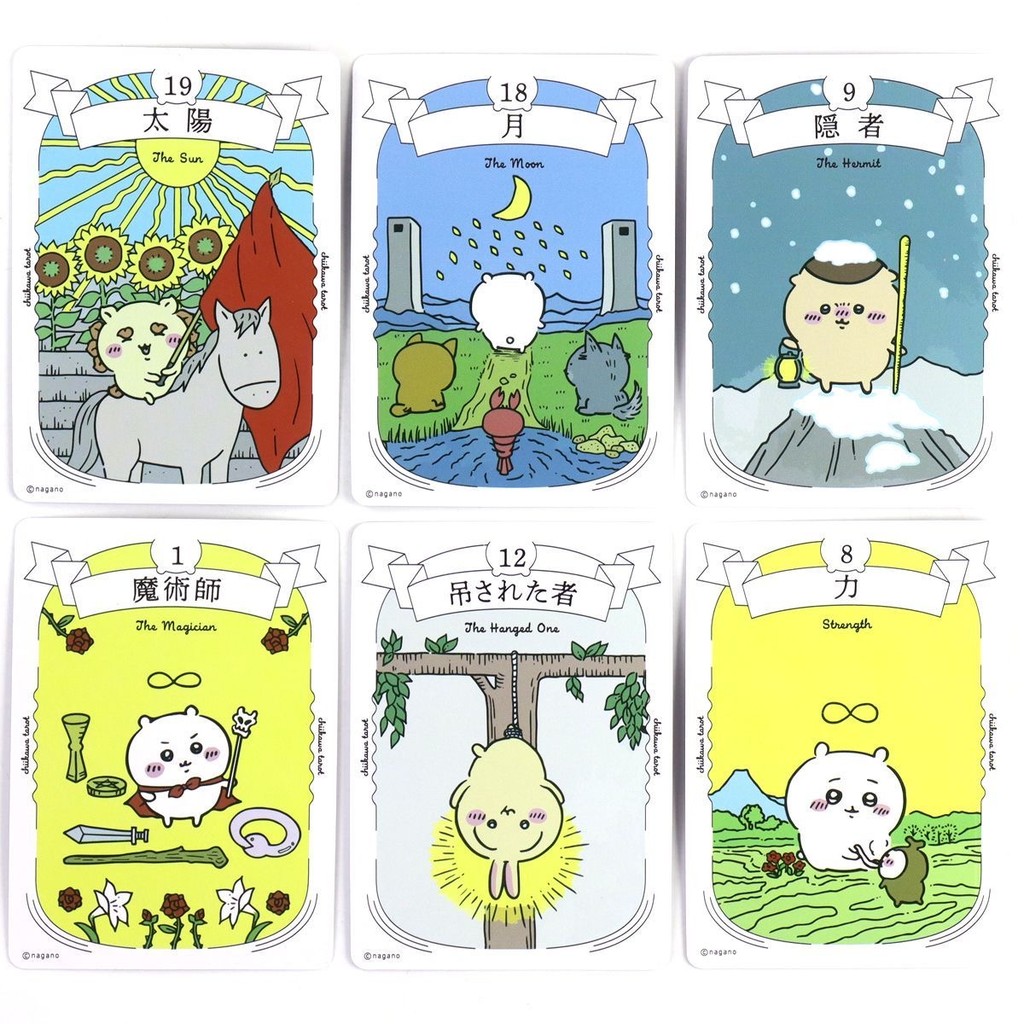 Chiikawa Tarot Cards 22 Chiếc Major Arcana 6.2 * 8.7cm Phiên Bản Tiếng Trung Và Tiếng Anh Tarot Deck