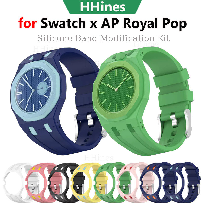 Dây đeo silicon mềm cho Audemars Piguet Royal Oak/Swatch Royal Pop, dây thay thế cho đồng hồ Swatch 