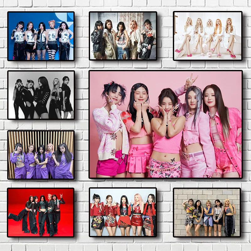FZF5 Nổi Tiếng Hàn Quốc Nhóm Cô Gái Kpop Gidle Canvas Poster Cô Gái Ca Sĩ Ngôi Sao Âm Nhạc Chân Dung