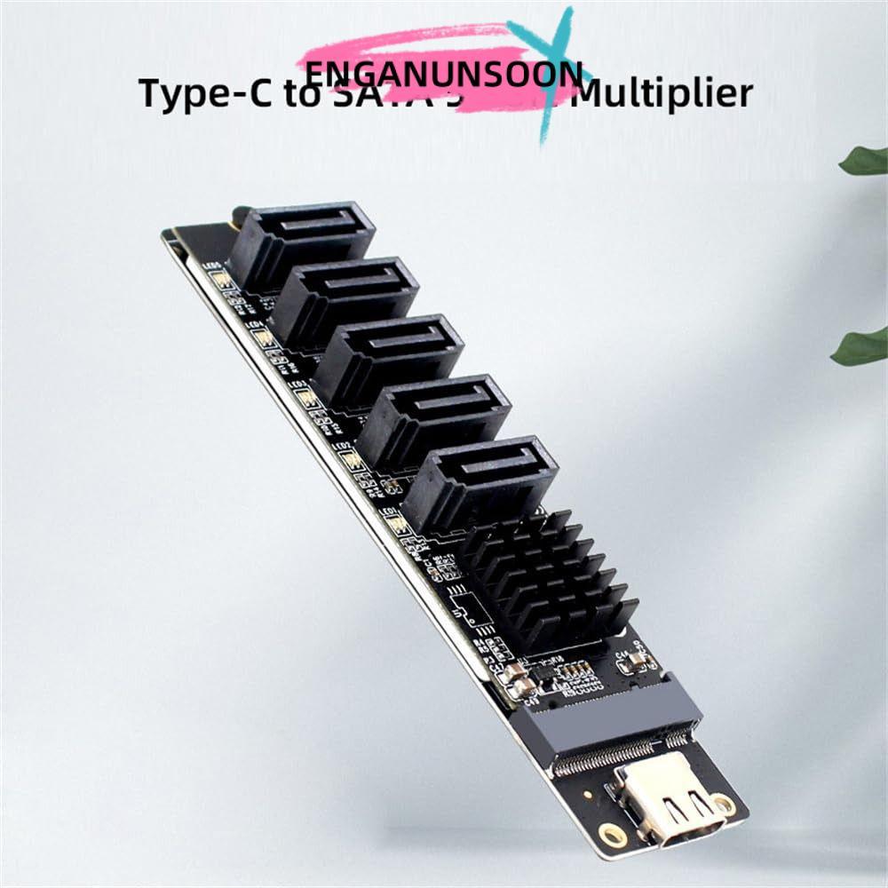 Bộ chuyển đổi ENGANUNSOON Type C sang SATA, Bộ nâng PCI-E đa cổng JMB575, Cắm và chạy 6Gbps Thẻ mở r