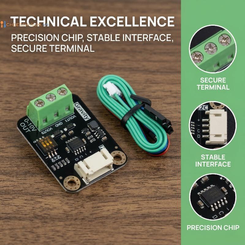Bảng đầu ra điện áp Cs DFRobot I2C 2 kênh 0 10V Mở rộng giao diện ổn định để điều khiển nhà thông mi