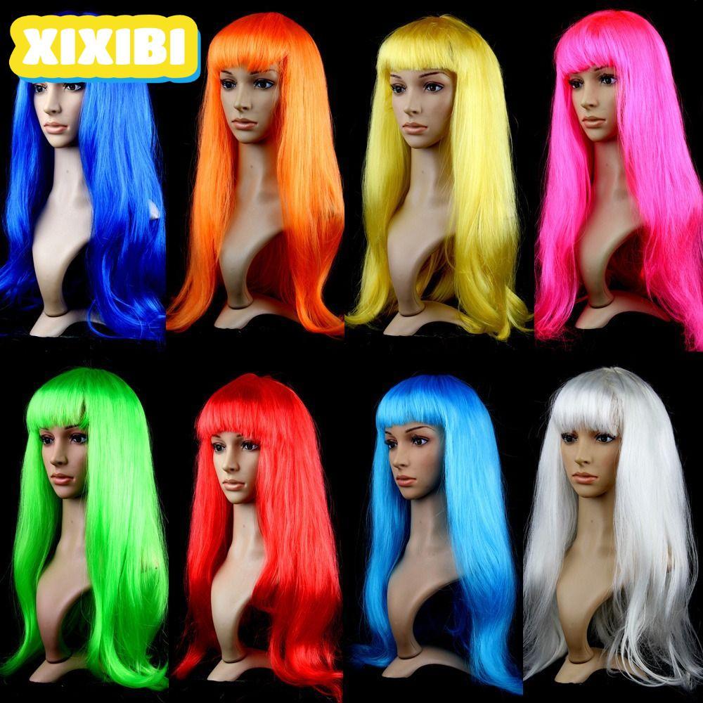 XIXIBI Nữ Tóc Giả Quần Áo Nữ Điểm Giữa Full Tóc Giả Thời Trang Nhiệt Độ Cao Dây Dazzle Tóc Dài
