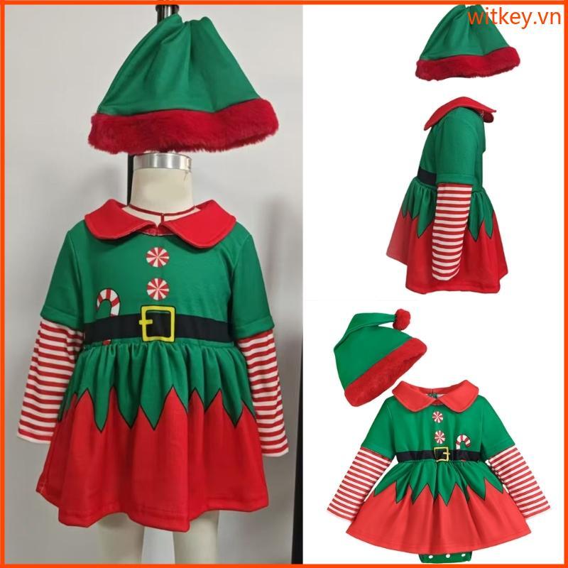 WIT 1 Bộ Áo Liền Quần Sơ Sinh Cho Bé Váy Giáng Sinh Với Mũ Cosy Phù Hợp Đạo Cụ Ảnh