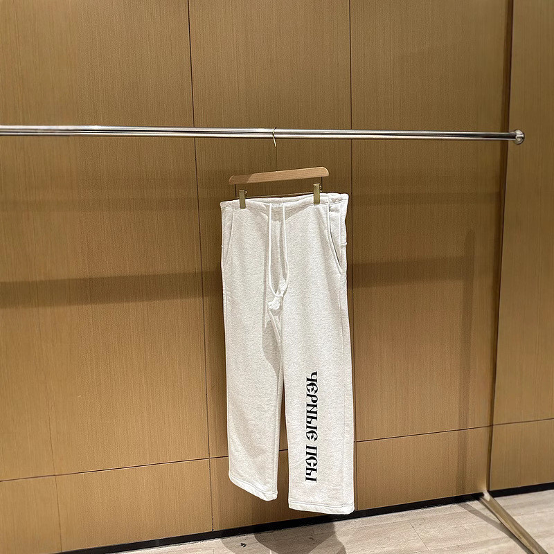 YUKX YEEZY Big talker YZY X GOSHA Joint Name Black Dogs Loose-fitting casual gray sweatpants with Ru