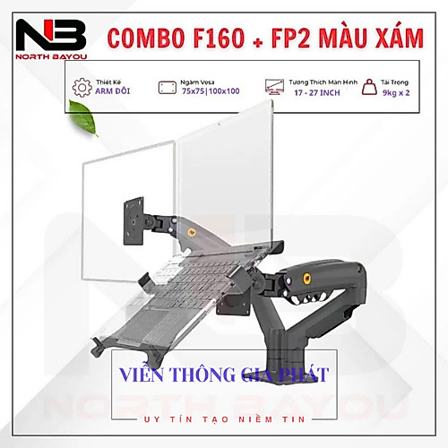COMBO Giá Treo Màn Arm Hình Máy Tính + Giá Đỡ Laptop NB F80 + FP2 / NB F160 + FP2 / NB H180 + FP2