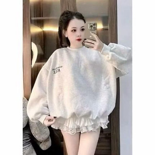 Áo sweater cổ tròn chất nỉ cotton dày dặn phong cách hàn quốc LE