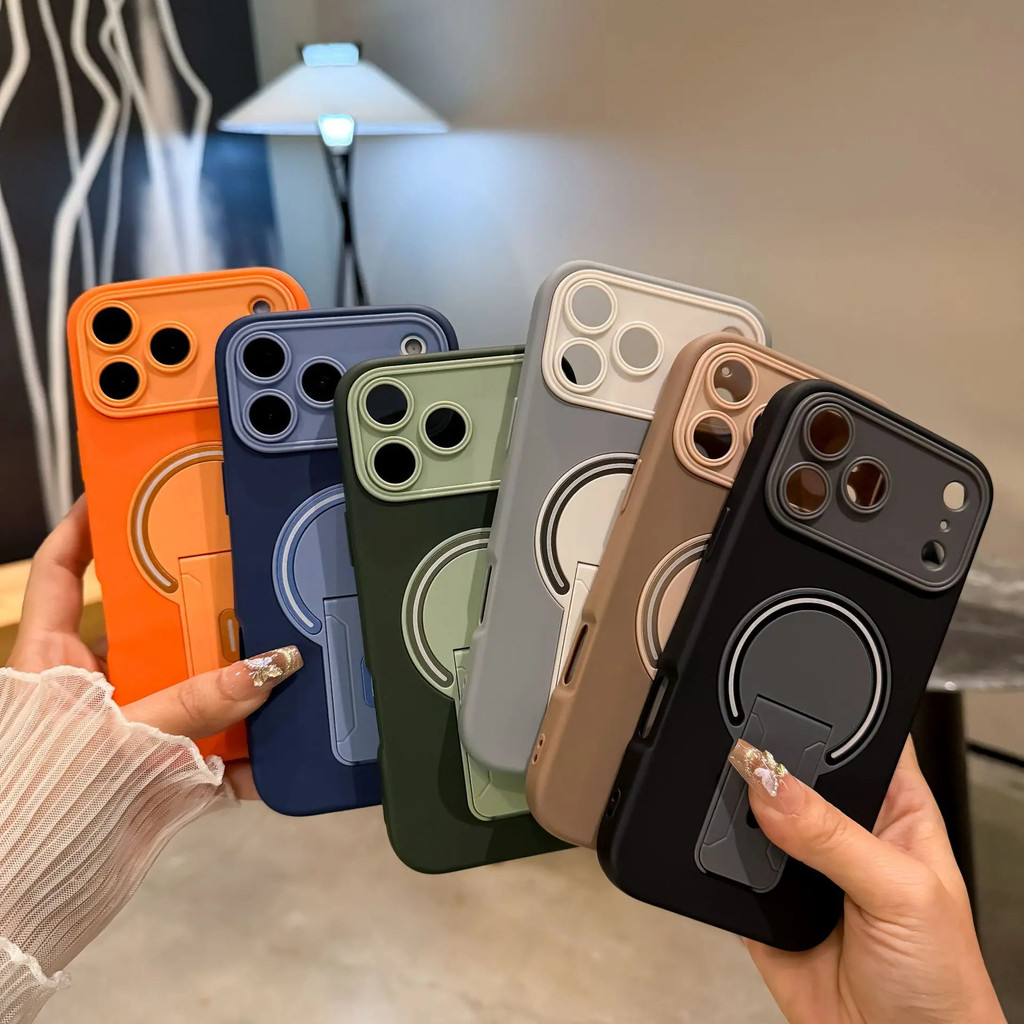 Ốp Điện Thoại Có Giá Đỡ Từ Tính Tức Thì Cho iPhone 17 Pro Max, Chống Sốc, 16 Khối Màu, Hai Trong Một